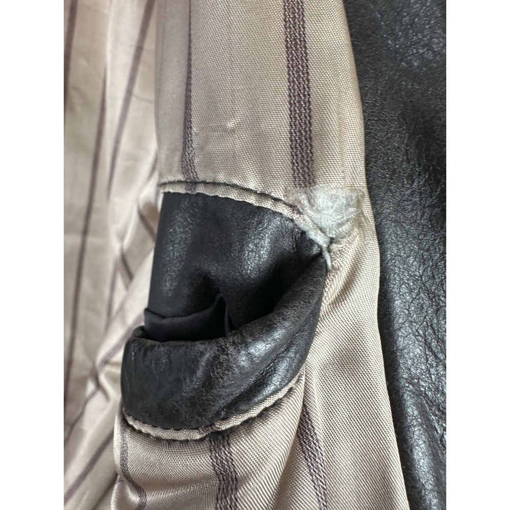 Vtg London Towne Leather Jacket Men's Large Brown Bomber Distressed 90s Style - Picture 13 of 16